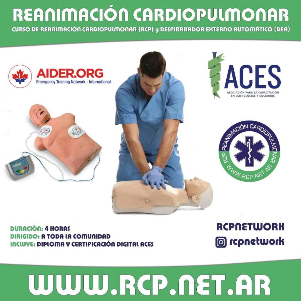 Banner de Cursos de Reanimación Cardiopulmonar (RCP), y utilización de Desfibrilador Automático Externo (DEA) en Buenos Aires, San Rafael, Mendoza, San Luis y San Juan